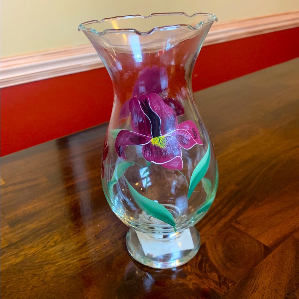 Hand Painted Decorative Maroon Lily Vase